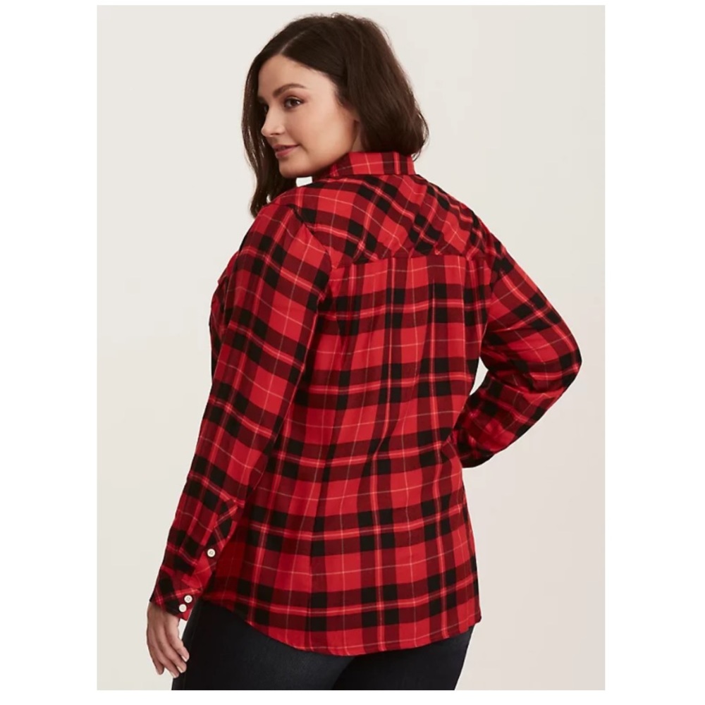 Torrid PLAID CHALLIS CAMP SHIRT red black